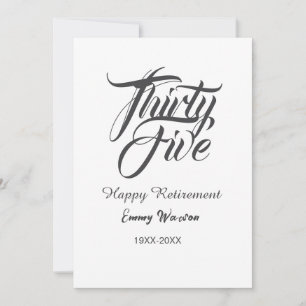Happy retirement bold letter name year elegant sim invitation