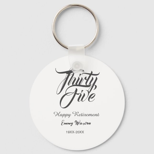 Happy retirement bold letter name year elegant sim key ring (Front)