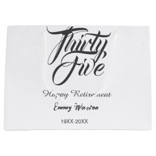 Happy retirement bold letter name year elegant sim large gift bag