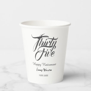 Happy retirement bold letter name year elegant sim paper cups