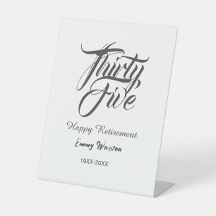 Happy retirement bold letter name year elegant sim pedestal sign