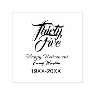 Happy retirement bold letter name year elegant sim self-inking stamp