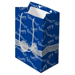 Happy Retirement bow on blue Medium Gift Bag