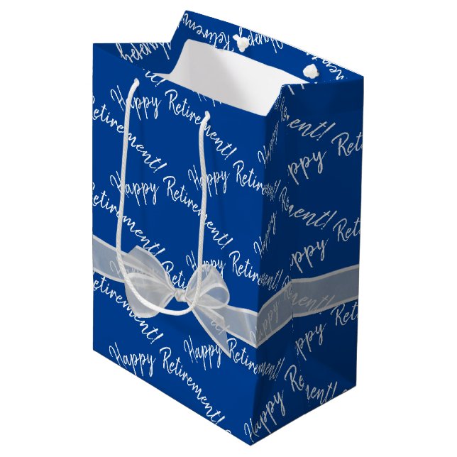 Happy Retirement bow on blue Medium Gift Bag (Front Angled)