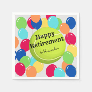 Happy Retirement Colourful Balloons Tennis ball Napkin
