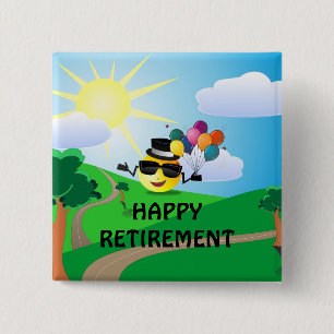 Happy Retirement, colourful fun design, 15 Cm Square Badge
