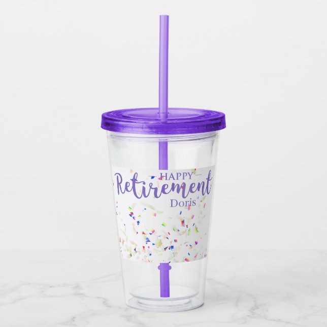 Happy Retirement Confetti Acrylic Tumbler (Front)