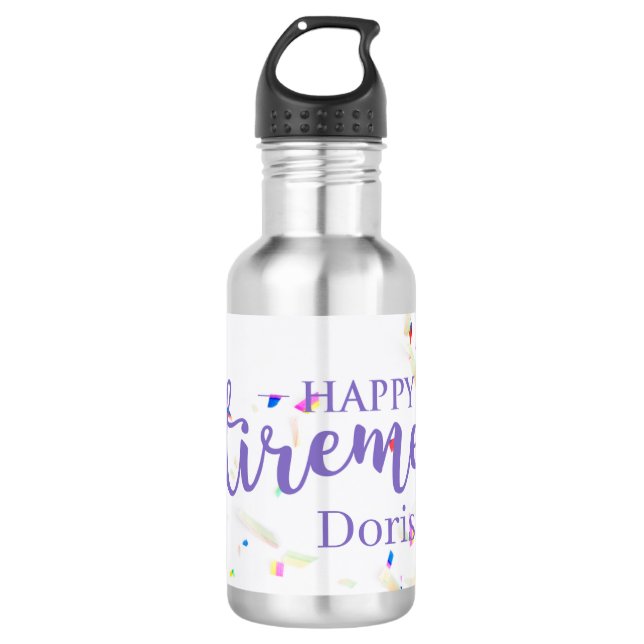 Happy Retirement Confetti Water Bottle (Front)