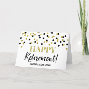 Happy Retirement Congratulations Black Gold Dots Card