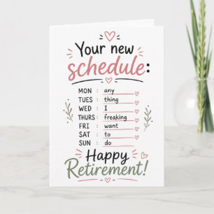 Happy Retirement Congratulations Schedule Card