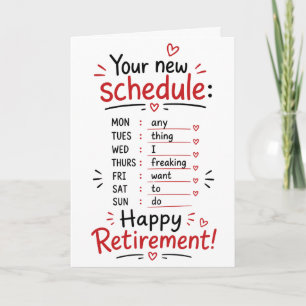 Happy Retirement Congratulations Schedule Card