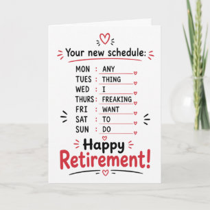Happy Retirement Congratulations Schedule Card