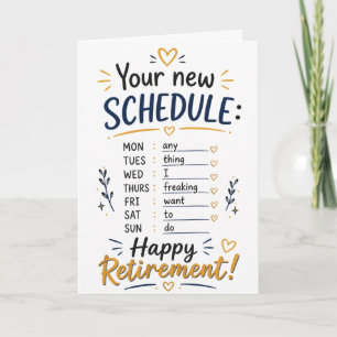 Happy Retirement Congratulations Schedule Card