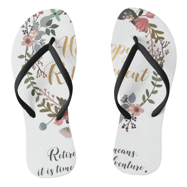 Happy Retirement Congratulations Wishes Gift Flip Flops (Footbed)