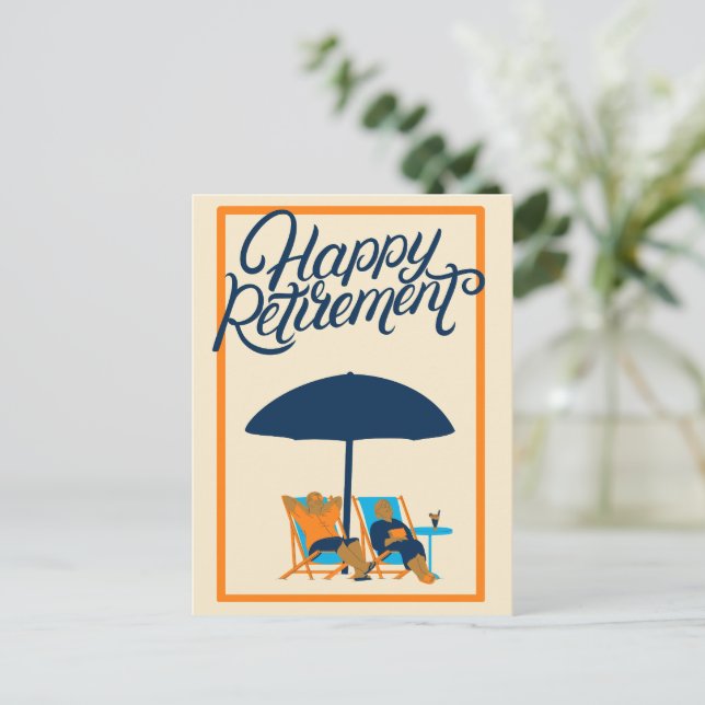 Happy Retirement - Customise - Beach Chairs Holiday Postcard (Standing Front)