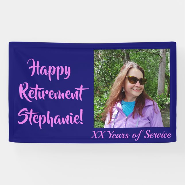 Happy Retirement Dark Purple Photo Retirement Banner (Horizontal)
