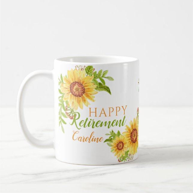 Happy Retirement Floral Personalised White Mug (Left)