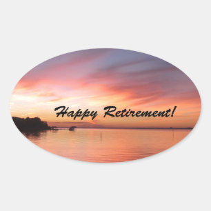 Happy Retirement Florida Sunset Oval Sticker