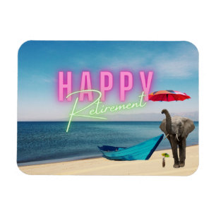 Happy Retirement Funny Surreal Beach Scene  Magnet