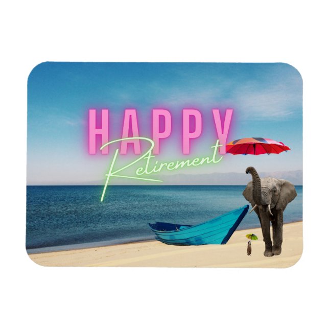 Happy Retirement Funny Surreal Beach Scene  Magnet (Horizontal)