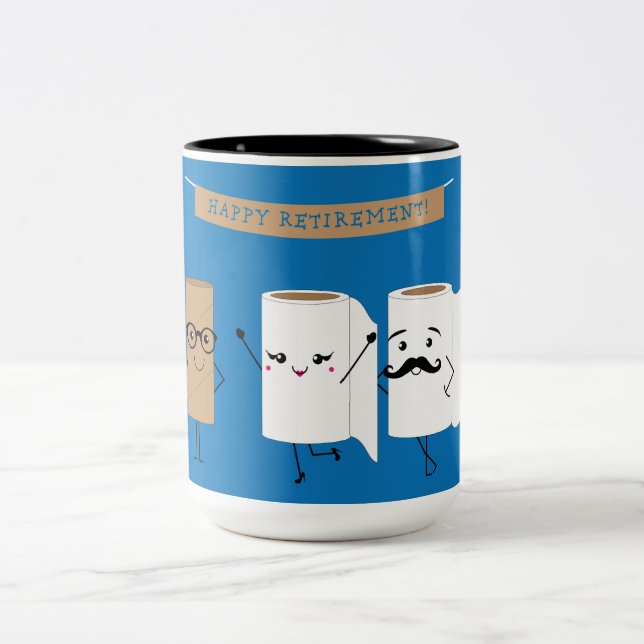 Happy Retirement Funny Toilet Paper Two-Tone Coffee Mug (Center)