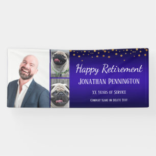 Happy Retirement Gold Confetti Photo Collage Banner