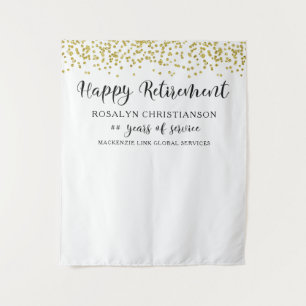 Happy Retirement Gold Confetti Script Personalised Tapestry