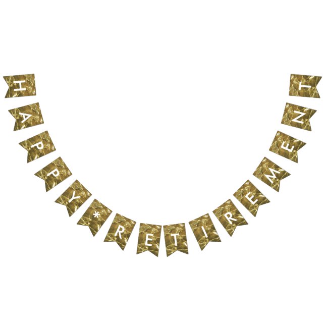 Happy Retirement Gold White Glitter Party Bunting (All)