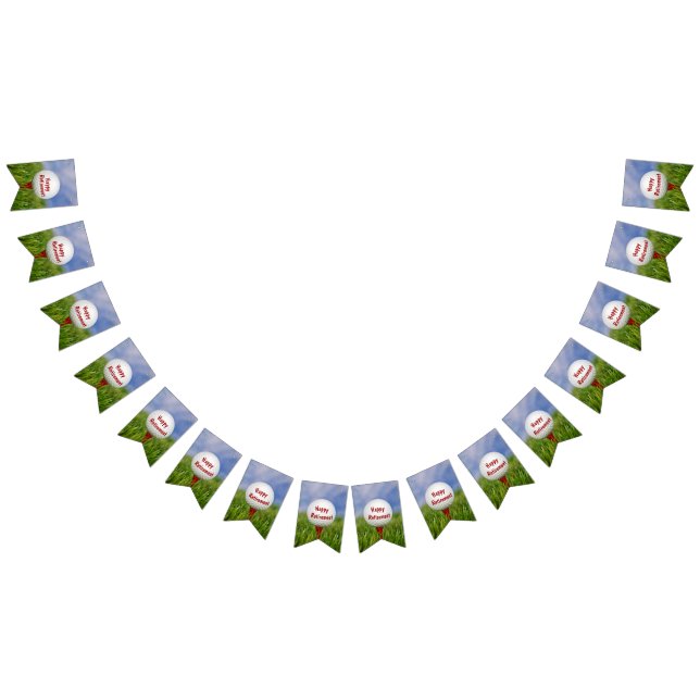 Happy Retirement Golf Ball on red tee Bunting (All)