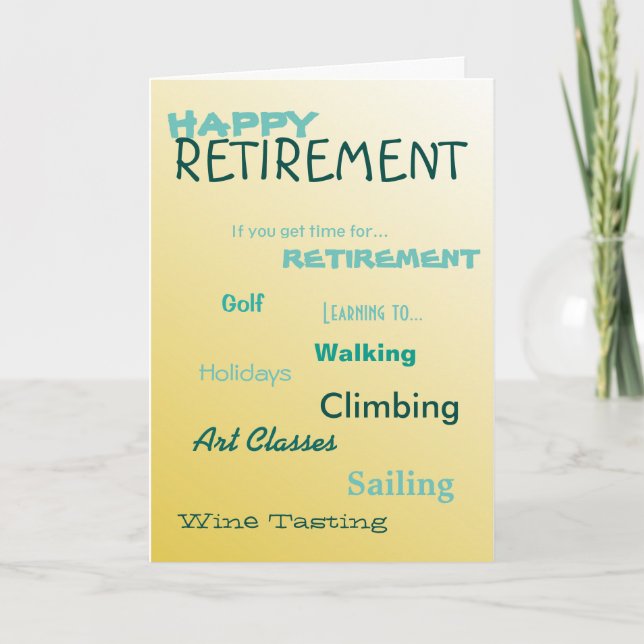 Happy retirement golf sailing holidays wishing you holiday card (Front)