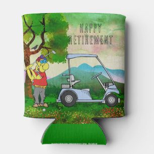 Happy Retirement Golfer and Golf Cart Can Cooler