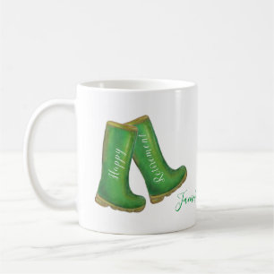 Happy Retirement green gardening welly boot Coffee Mug