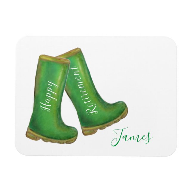 Happy Retirement green gardening welly boot Magnet (Horizontal)