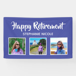 Happy Retirement Lavender Purple Multiple Photos Banner