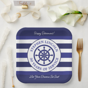 Happy Retirement Let Your Dreams Set Sail Captains Paper Plate