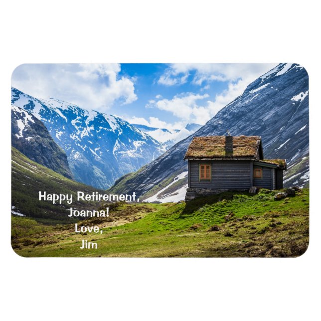Happy Retirement Love Personalized Mountain Cabin Magnet (Horizontal)