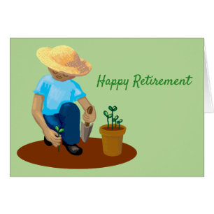 Happy Retirement man gardening growing flowers