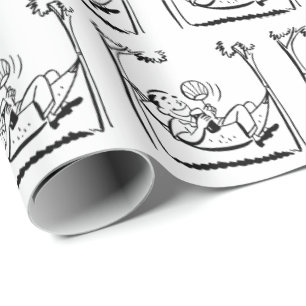 Happy Retirement Man in Hammock Wrapping Paper