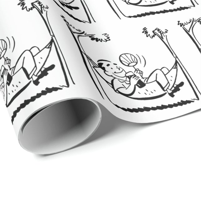 Happy Retirement Man in Hammock Wrapping Paper (Roll Corner)