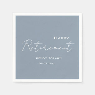Happy Retirement Modern Dusty Blue Personalised  Napkin