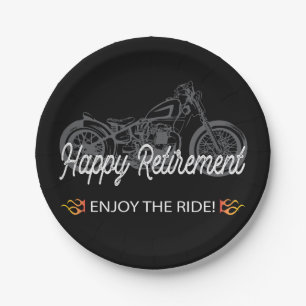 Happy Retirement Motorcycle Rider Paper Plate