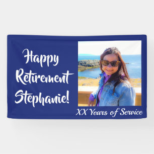 Happy Retirement Navy Blue Photo Retirement Party Banner