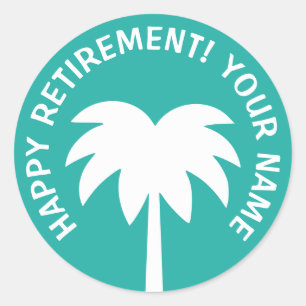Happy Retirement palm tree stickers Personalise