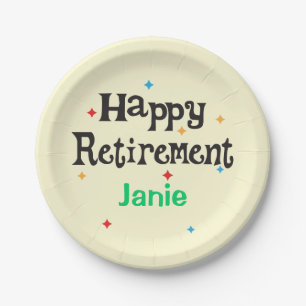 Happy Retirement Party add Name Paper Plate
