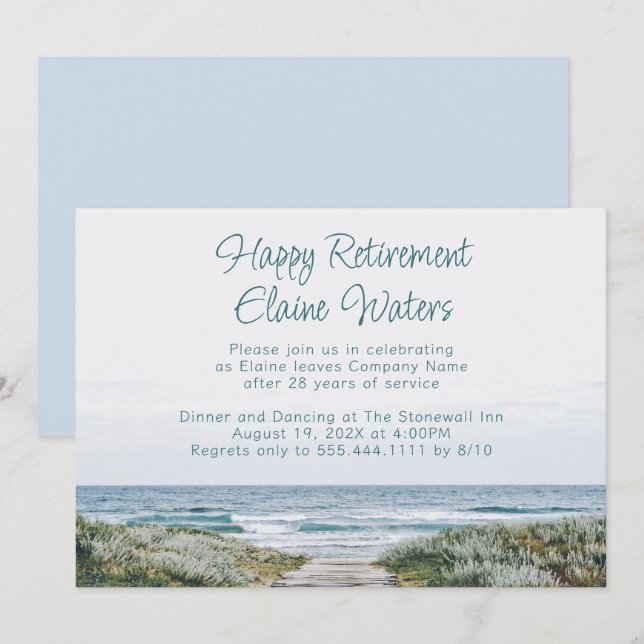 Happy Retirement Party Boardwalk Ocean  Invitation (Front/Back)