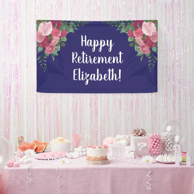 Happy Retirement party with roses Banner (Party)