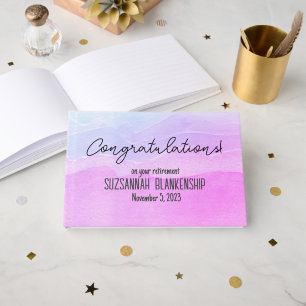 Happy Retirement Pastel Purple Watercolor Custom  Guest Book