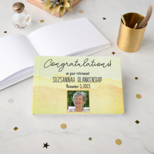 Happy Retirement Pastel Watercolor Custom Guest Bo Book