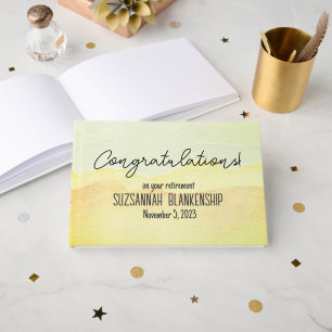 Happy Retirement Pastel Watercolor Custom Guest Book