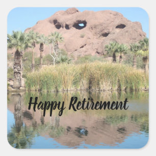 Happy Retirement Peaceful Landscape Workplace  Square Sticker